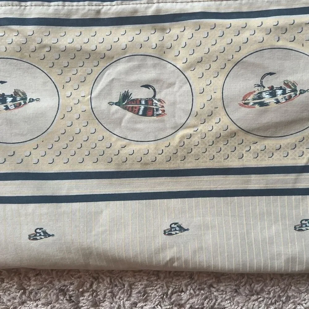 RARE VINTAGE 70's Fishing Lure Cotton Blend Twin Flat Sheet By Cannon Fieldcrest